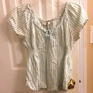 Blue and white striped top